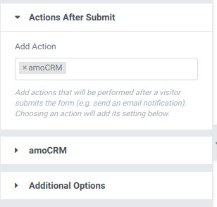Elementor Pro Form Widget - amoCRM - Integration | Интеграция